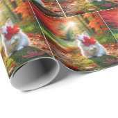 Weißes Sonnenblumen Hinter einem roten Ahornleaf Geschenkpapier (Rolleneckpunkt)