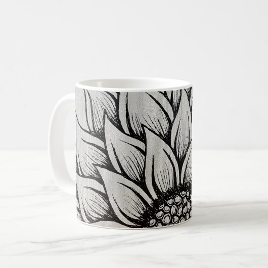Weißes Sonnenblumen Tasse (Vorderseite Links)