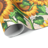 Weißes Sonnenblumenmuster-Kernmuster Geschenkpapier (Rolleneckpunkt)