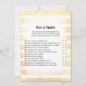 Weißes Sonnengelb unter Kinderduschenspiel Einladung (Vorderseite)