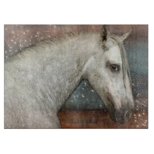 Weißes spähendes Pferd Schneidebrett (Vorderseite)