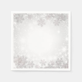 Weißes Sparkle Schneeflocken Winterwonderland Hoch Serviette