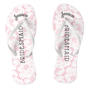 Weißes Spitze-Mit Blumenrosa der Badesandalen