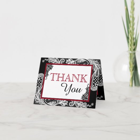 Weißes Spitze-Schwarzes moderner Goth danken Ihnen Dankeskarte (Vorderseite)