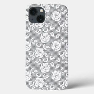 Weißes Spitzemuster auf grauem Hintergrund Case-Mate iPhone Hülle