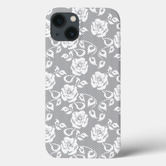 Weißes Spitzemuster auf grauem Hintergrund Case-Mate iPhone Hülle (Rückseite)