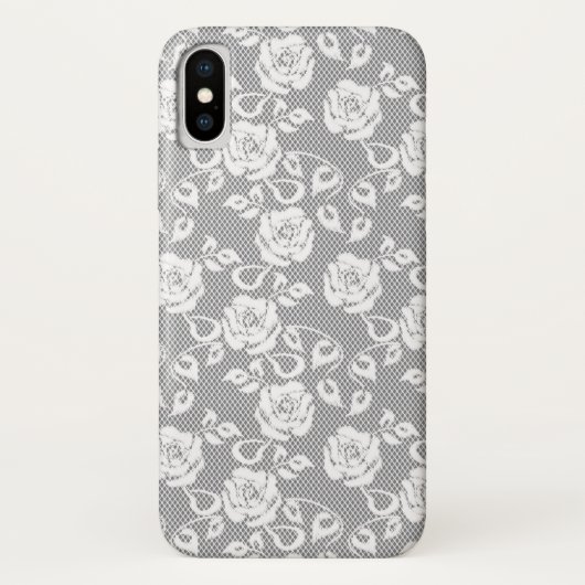 Weißes Spitzemuster auf grauem Hintergrund Case-Mate iPhone Hülle (Rückseite)