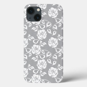 Weißes Spitzemuster auf grauem Hintergrund Case-Mate iPhone Hülle