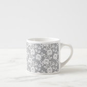 Weißes Spitzemuster auf grauem Hintergrund Espressotasse (Rechts)