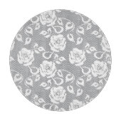 Weißes Spitzemuster auf grauem Hintergrund Schneidebrett (Vorderseite)