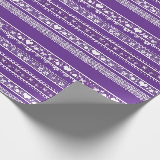 Weißes Spitzen Romantische Spitzendekoration Elega Geschenkpapier (Ecke)