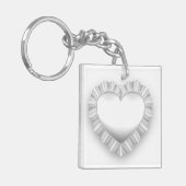 Weißes Spitzenherz anpassbar Schlüsselanhänger (Vorderseite links)