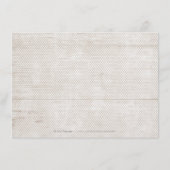 Weißes Spitzenholz rustikaler Empfang Hochzeit auf Begleitkarte (Rückseite)