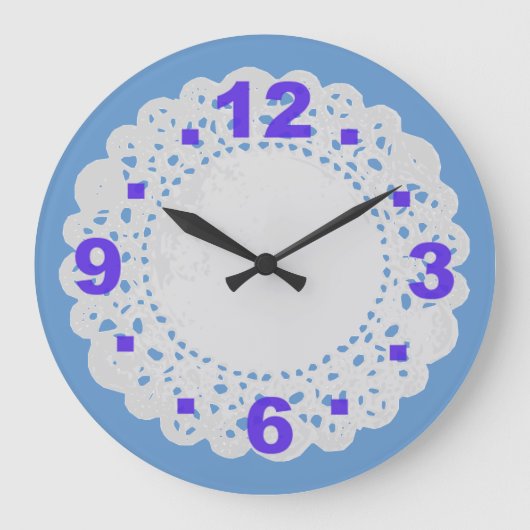 Weißes Spitzenpapier Doilock Große Wanduhr (Vorderseite)