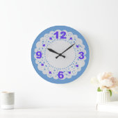 Weißes Spitzenpapier Doilock Große Wanduhr (Zuhause)