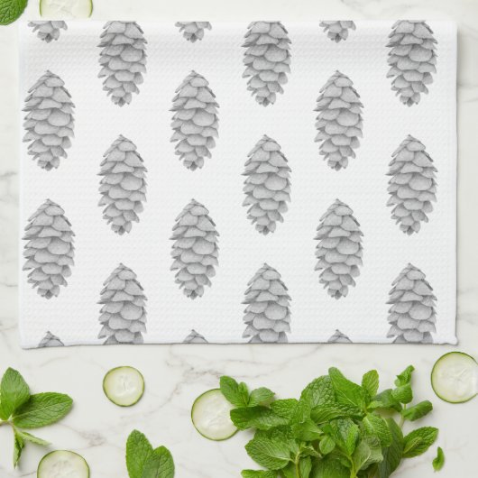 Weißes Spruce Cone Disc Handtuch (Gefaltet)