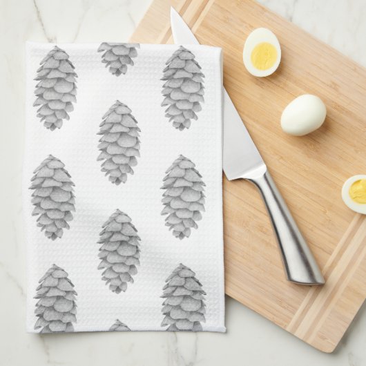 Weißes Spruce Cone Disc Handtuch (Viertel Falte)