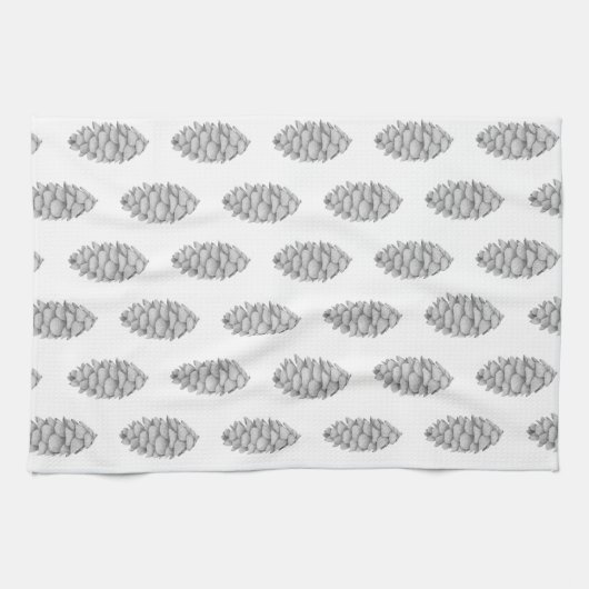 Weißes Spruce Cone Disc Handtuch (Horizontal)