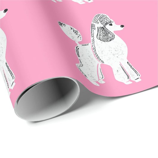 Weißes Standardpfoten Rosa Wrapping Paper Geschenkpapier (Rolleneckpunkt)