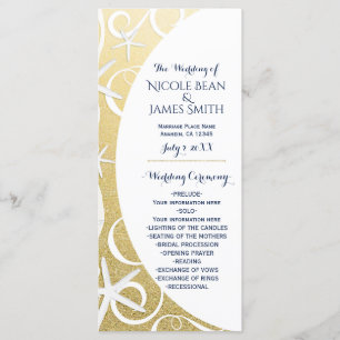 Weißes Starfish-Goldstrand-Hochzeits-Programm Programm