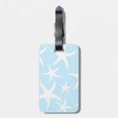 Weißes Starfish-Muster auf hellblauem. Gepäckanhänger (Rückseite vertikal)