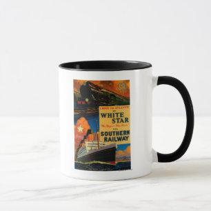 Weißes Stern SR Vintages PosterEurope Tasse