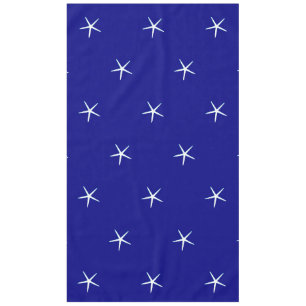 Weißes Sternenfisch Muster Navy Blue Custom Nautic Tischdecke