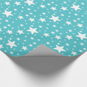 Weißes Sternmuster auf Blau Geschenkpapier (Ecke)