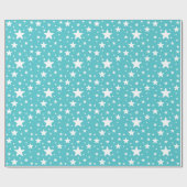 Weißes Sternmuster auf Blau Geschenkpapier (Flach)