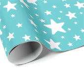 Weißes Sternmuster auf Blau Geschenkpapier (Rolleneckpunkt)