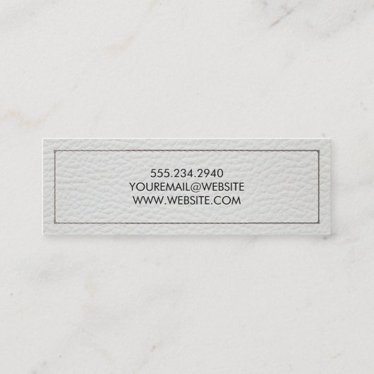 Weißes Stielleder Mini Visitenkarte (Rückseite)