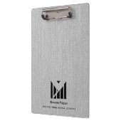 Weißes Stoffmuster Textur Elegante Monogram Logo C Klemmbrett (Links)