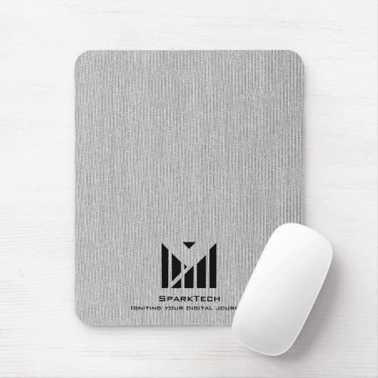 Weißes Stoffmuster Textur Elegante Monogram Logo C Mousepad (Mit Mouse)