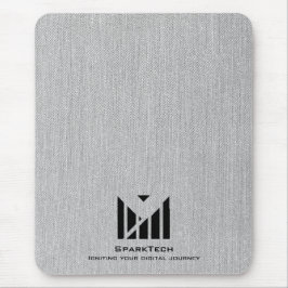 Weißes Stoffmuster Textur Elegante Monogram Logo C Mousepad