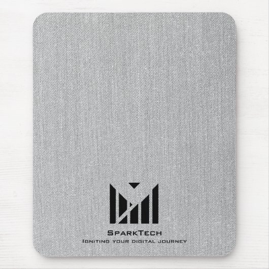 Weißes Stoffmuster Textur Elegante Monogram Logo C Mousepad (Vorne)