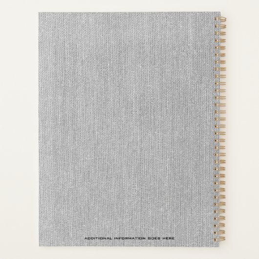 Weißes Stoffmuster Textur Elegante Monogram Logo C Planer (Rückseite)