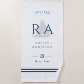 Weißes Strandtuch für Nautic Monogram (Vorderseite)