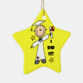 Weißes Strichmännchen männlicher Abschluss auf gel Keramikornament (Rechts)