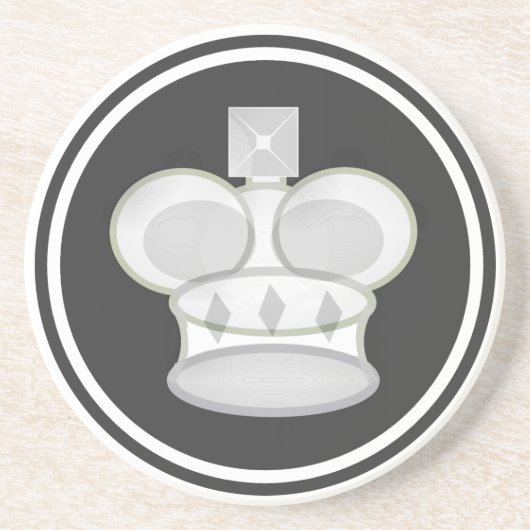 Weißes Stück König-Schach Untersetzer (Vorne)