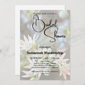 Weißes sukkuläres Brautparty mit Blumenhintergrund Einladung (Vorne/Hinten)