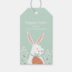 Weißes süßes Kaninchen Frohe Ostern Familie Geschenkanhänger