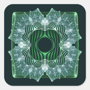 Weißes symmetrisches Fraktal Design Quadratischer Aufkleber