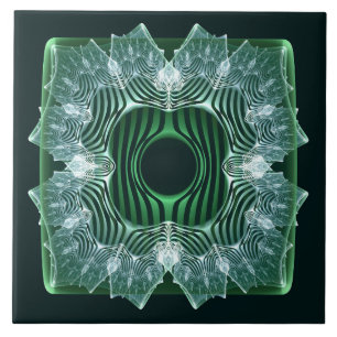 Weißes symmetrisches Fraktaldesign Fliese