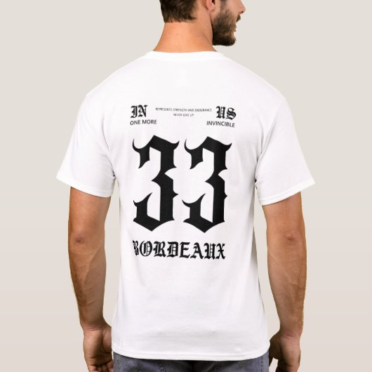 Weißes T-Shirt Bordeaux 33 (Rückseite)
