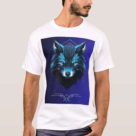 weißes T-Shirt mit Design vorne Wolf (Vorderseite)
