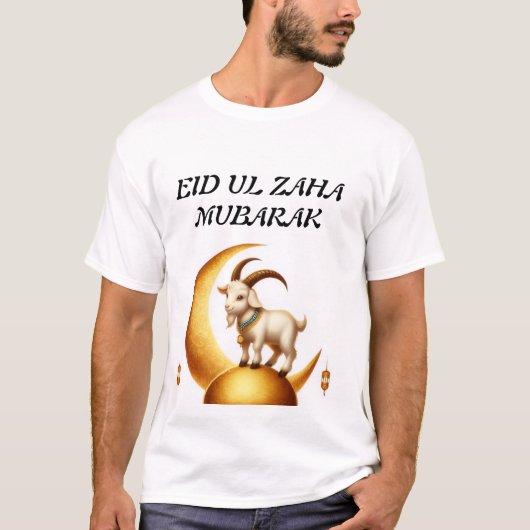 Weißes T-Shirt mit Eid mubarak Design  (Vorderseite)