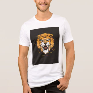 weißes T-Shirt mit halbem Ärmel und Löwendesign  Tri-Blend Shirt