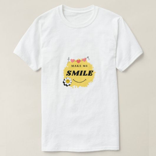 weißes T-Shirt mit 'Make me smile'-Design (Design vorne)