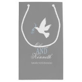 Weißes Taubenblau, graue Gastgeschenk Hochzeit Kleine Geschenktüte (Rückseite)