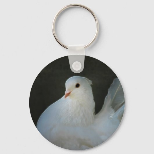 Weißes Taubenfriedenszeichen Schlüsselanhänger (Vorderseite)